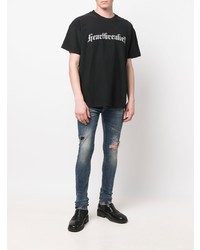 T-shirt à col rond imprimé noir et blanc Flaneur Homme