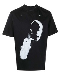T-shirt à col rond imprimé noir et blanc Heliot Emil