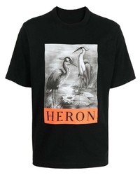 T-shirt à col rond imprimé noir et blanc Heron Preston