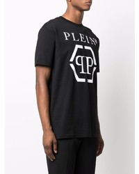 T-shirt à col rond imprimé noir et blanc Philipp Plein