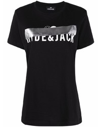 T-shirt à col rond imprimé noir et blanc Hide&Jack