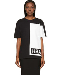 T-shirt à col rond imprimé noir et blanc Hood by Air
