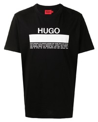 T-shirt à col rond imprimé noir et blanc Hugo