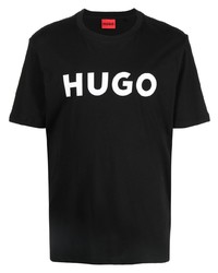 T-shirt à col rond imprimé noir et blanc Hugo