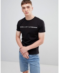 T-shirt à col rond imprimé noir et blanc Hype