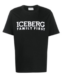 T-shirt à col rond imprimé noir et blanc Iceberg