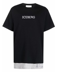 T-shirt à col rond imprimé noir et blanc Iceberg