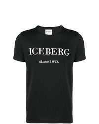 T-shirt à col rond imprimé noir et blanc Iceberg