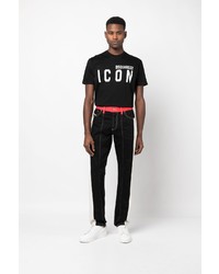 T-shirt à col rond imprimé noir et blanc DSQUARED2