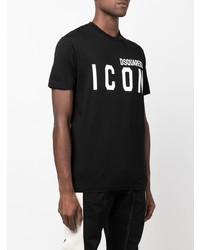 T-shirt à col rond imprimé noir et blanc DSQUARED2