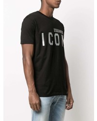 T-shirt à col rond imprimé noir et blanc DSQUARED2