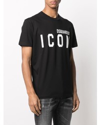 T-shirt à col rond imprimé noir et blanc DSQUARED2