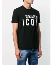 T-shirt à col rond imprimé noir et blanc DSQUARED2