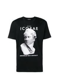 T-shirt à col rond imprimé noir et blanc Icosae