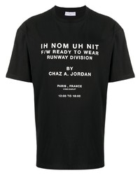 T-shirt à col rond imprimé noir et blanc Ih Nom Uh Nit