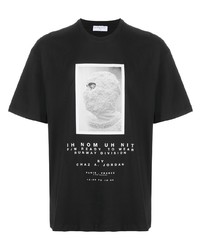 T-shirt à col rond imprimé noir et blanc Ih Nom Uh Nit