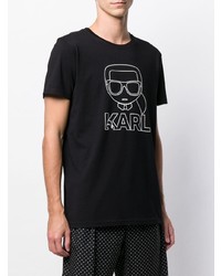 T-shirt à col rond imprimé noir et blanc Karl Lagerfeld