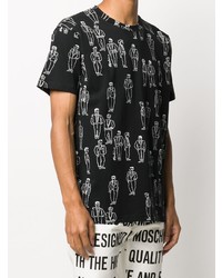 T-shirt à col rond imprimé noir et blanc Moschino