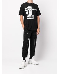 T-shirt à col rond imprimé noir et blanc PATTA