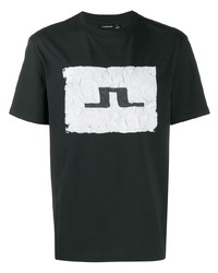 T-shirt à col rond imprimé noir et blanc J. Lindeberg
