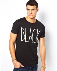 T-shirt à col rond imprimé noir et blanc Jack & Jones