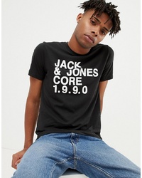 T-shirt à col rond imprimé noir et blanc Jack & Jones