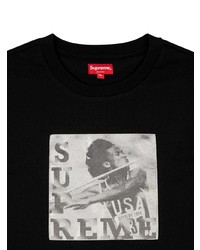 T-shirt à col rond imprimé noir et blanc Supreme