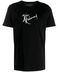 T-shirt à col rond imprimé noir et blanc John Richmond