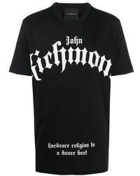 T-shirt à col rond imprimé noir et blanc John Richmond