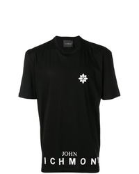 T-shirt à col rond imprimé noir et blanc John Richmond