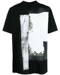 T-shirt à col rond imprimé noir et blanc Julius