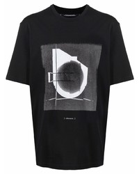T-shirt à col rond imprimé noir et blanc Julius