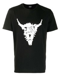 T-shirt à col rond imprimé noir et blanc Just Cavalli