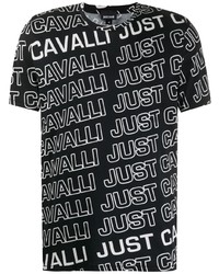 T-shirt à col rond imprimé noir et blanc Just Cavalli