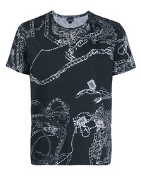 T-shirt à col rond imprimé noir et blanc Just Cavalli