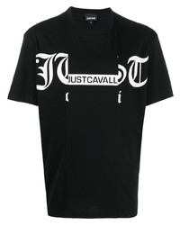 T-shirt à col rond imprimé noir et blanc Just Cavalli
