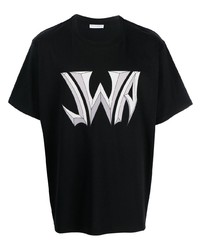 T-shirt à col rond imprimé noir et blanc JW Anderson