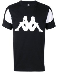 T-shirt à col rond imprimé noir et blanc Kappa Kontroll