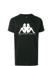 T-shirt à col rond imprimé noir et blanc Kappa Kontroll