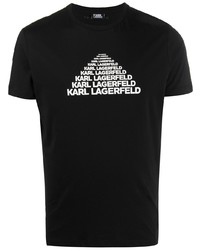 T-shirt à col rond imprimé noir et blanc Karl Lagerfeld