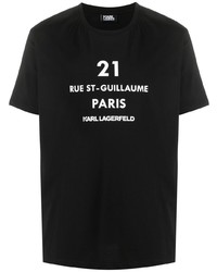 T-shirt à col rond imprimé noir et blanc Karl Lagerfeld