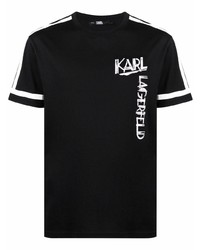 T-shirt à col rond imprimé noir et blanc Karl Lagerfeld