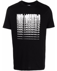 T-shirt à col rond imprimé noir et blanc Karl Lagerfeld