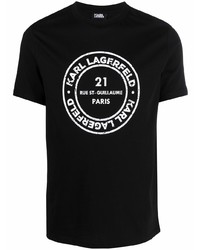 T-shirt à col rond imprimé noir et blanc Karl Lagerfeld