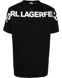 T-shirt à col rond imprimé noir et blanc Karl Lagerfeld