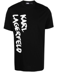 T-shirt à col rond imprimé noir et blanc Karl Lagerfeld