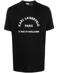 T-shirt à col rond imprimé noir et blanc Karl Lagerfeld