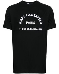 T-shirt à col rond imprimé noir et blanc Karl Lagerfeld