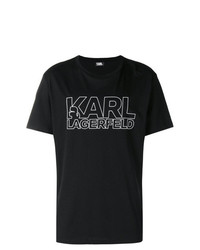 T-shirt à col rond imprimé noir et blanc Karl Lagerfeld