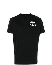 T-shirt à col rond imprimé noir et blanc Karl Lagerfeld